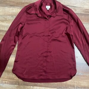 A New Day satin burgundy blouse-NWOT